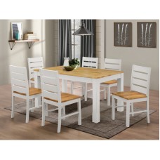 Fairmont White Dining Set with 6 Chairs Natural & White