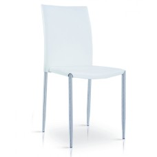 Iris PU Chair White & Chrome