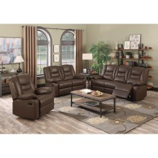 Kirk Recliner LeatherGel & PU 3 Seater Dark Choc