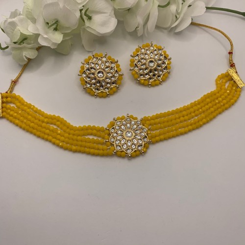 Yellow Beaded choker set