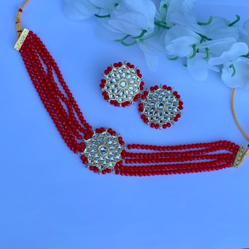 Red Beaded choker set