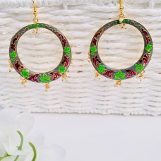 Grey Meenakari Hoop/earrings