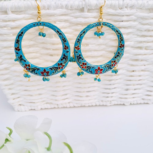 Turquoise Meenakari Hoop/earrings