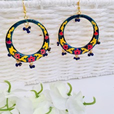 Dark Blue Meenakari Hoop/earrings