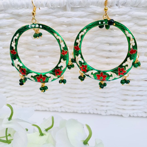 Green Meenakari Hoop/earrings