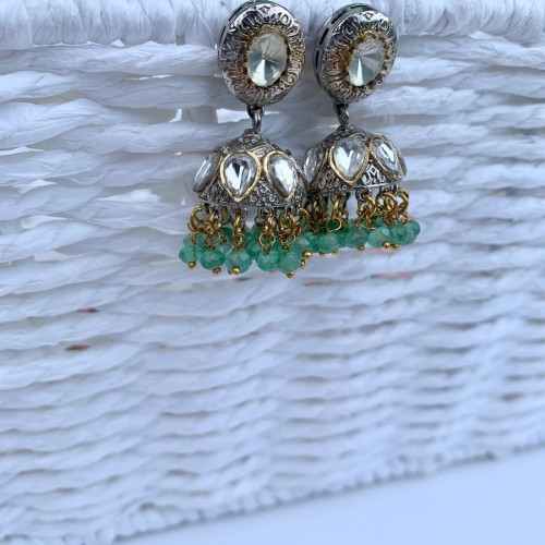 Jade silver Jhumki/Earrings