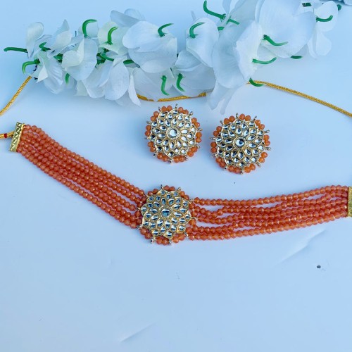 Peach Beaded choker set