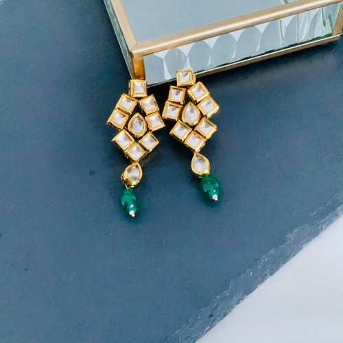 Green Kundan Designer Earring