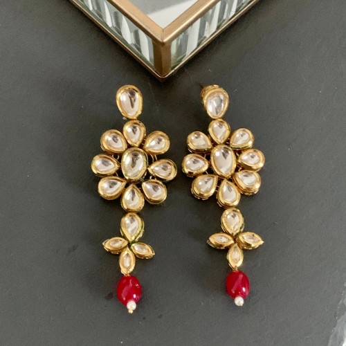 Red Kundan Designer Earring