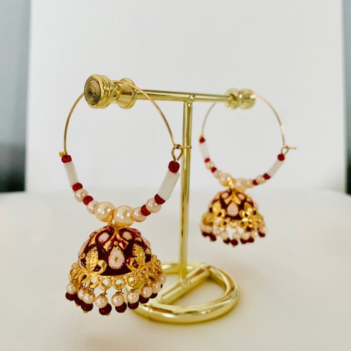 Maroon Lily Hoop Jhumki