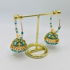 Turquoise Lily Hoop Jhumki