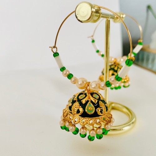 Green Lily Hoop Jhumki