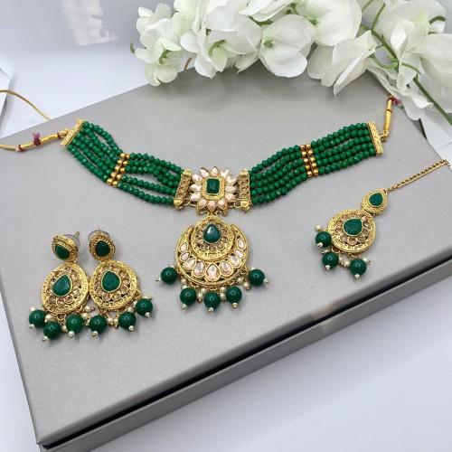 Green Beads Choker set