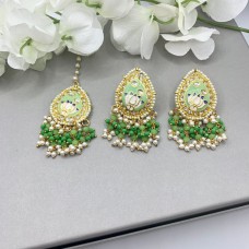 Mint Meenakari Maang Tika Set