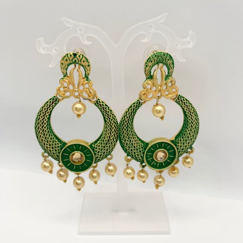 Green Meenakari Chaandbali