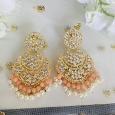 Peach Kundan Jhumka