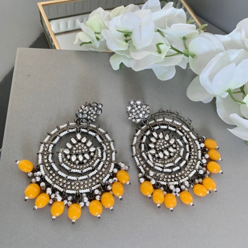 Neon Orange Oxidised Earrings