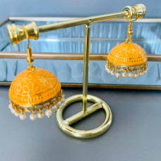 Orange Meenakari Jhumki