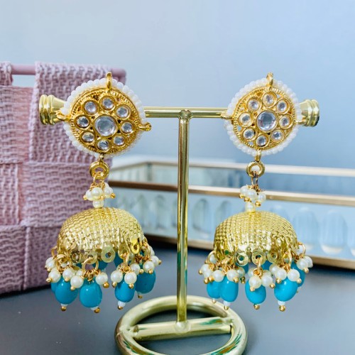 Turquoise Gold Jhumki