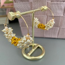 Yellow Beaded Hoops