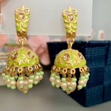 Lime Green Meenakari Jhumki/Earrings