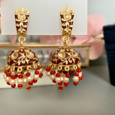 Maroon Meenakari Jhumki/Earrings