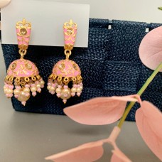 Pink Meenakari Jhumki/Earrings