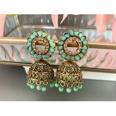 Mint Stud Antique Gold Jhumki/Earrings