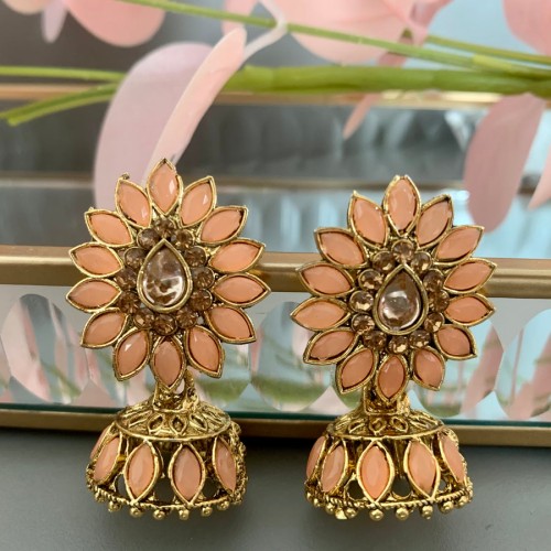 Peach Zoya Gold Jhumka/Earrings