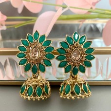 Green Zoya Antique Gold Jhumki/Earrings