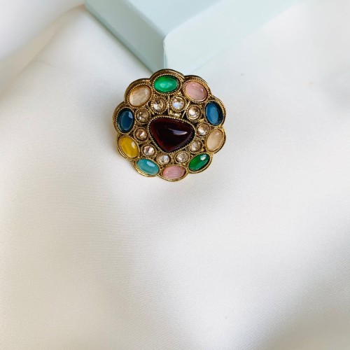 Multi Colour Studded Ring
