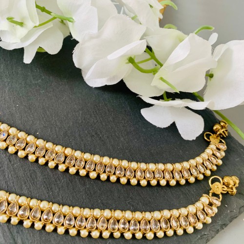 Pearl Antique Gold Payal/Anklets