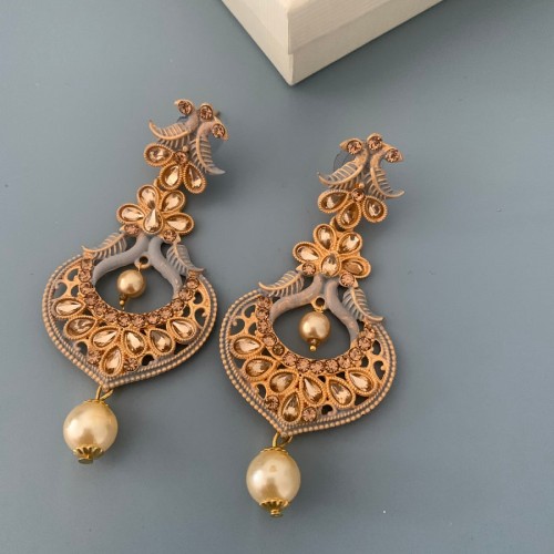 Grey Meenakari Saanvi Earrings