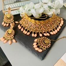 Peach Saanvi Choker Set