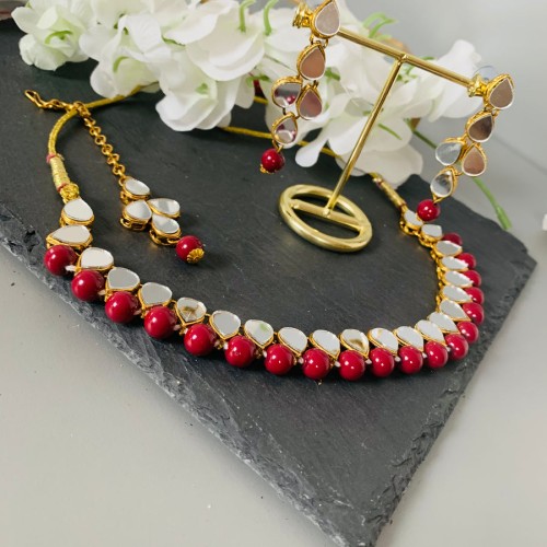Red Mirror Necklace set