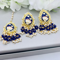 Blue Meenakari Maang Tika Set