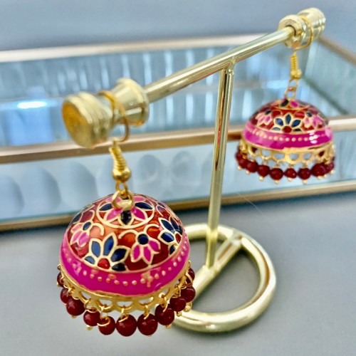 Maroon Kaira Meenakari Jhumki