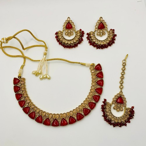 Maroon Navi Necklace Set