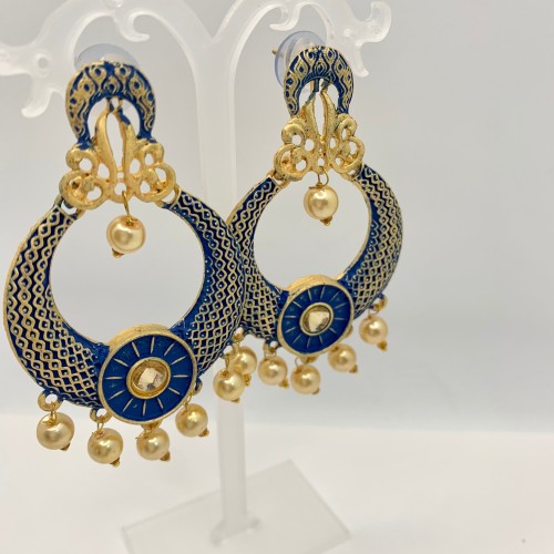 Blue Meenakari chaandbali