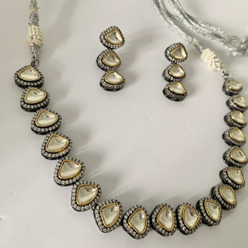 Polki oxidised Necklace set