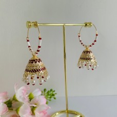 Maroon Meenakari Hoop Jhumki/Earrings