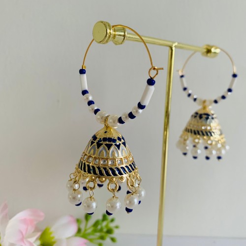 Blue Meenakari Hoop Jhumki/Earrings