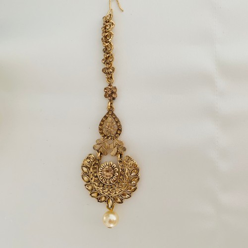 Gold Antique Maang Tika