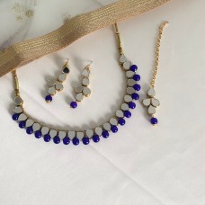 Blue Mirror Necklace set