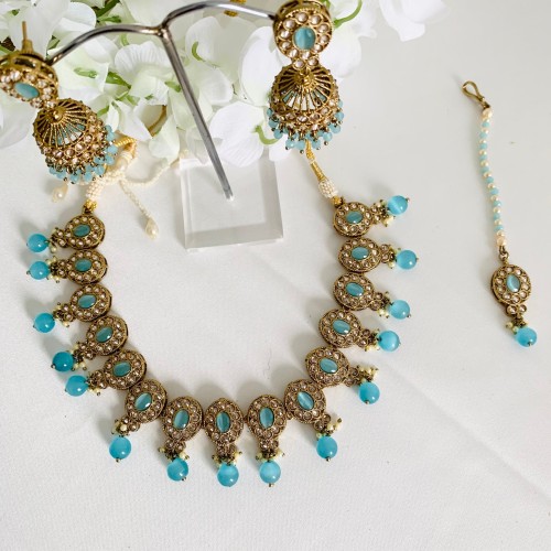 Light Blue Antique Necklace Set