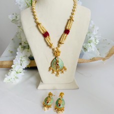 Green Meenakari Long Necklace Set