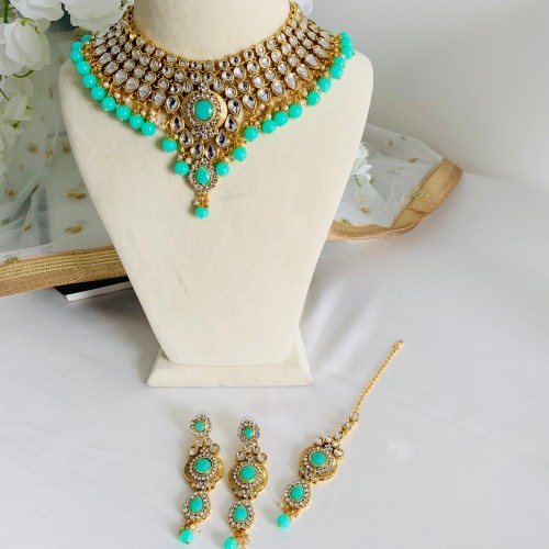 Turquoise Kundan Necklace Set