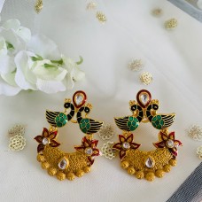 Maroon Meera Peacock Earrings