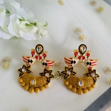 Golden Meera Peacock Earrings