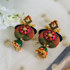 Green Aanya peacock Earrings